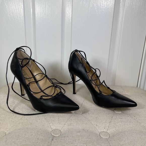 BCBGeneration Black Tully Lace-Up Pump Pointed Toe Stiletto's - 8 - Picture 8 of 13